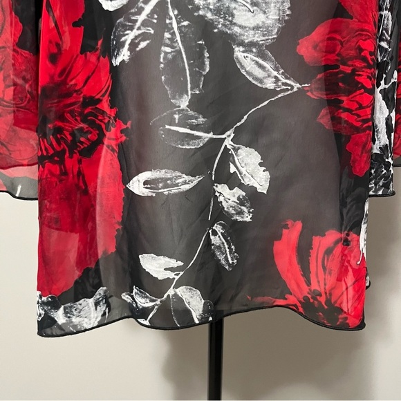 Joseph Ribkoff Sheer Floral Flutter Sleeve Poncho Top - Picture 5 of 9